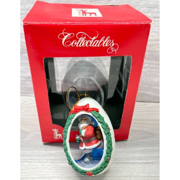 Egg Santa Claus Ice Skating Christmas Tree Ornament with Original Box 1991 - Picture 2 of 9